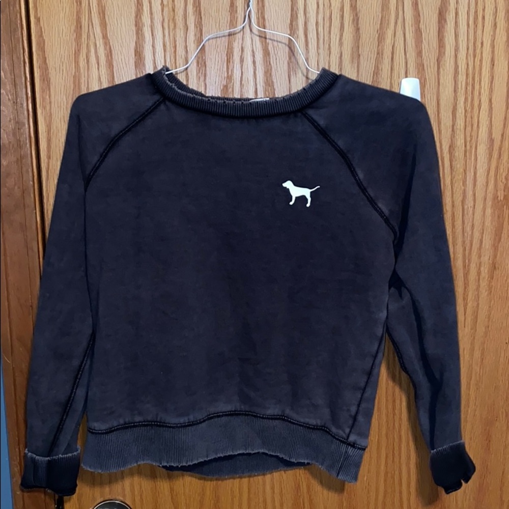 PINK crew neck sweater w/ fleece lining